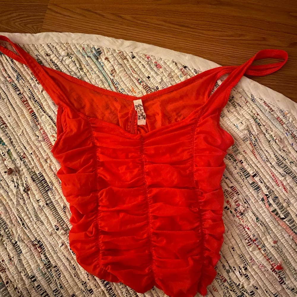 Free people red top mesh